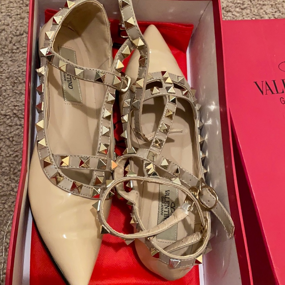 Valentino Rockstud Caged  Ankle Strap Ballet Flat
